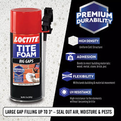 Foam expands to fill gaps up to 3 inches