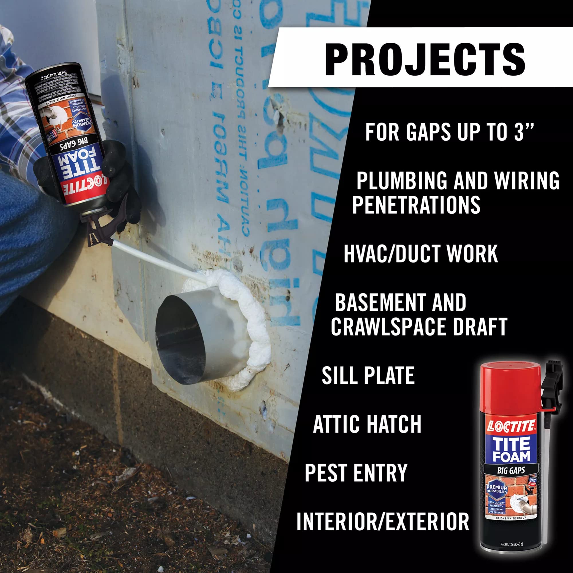Bright white polyurethane insulation foam sealant