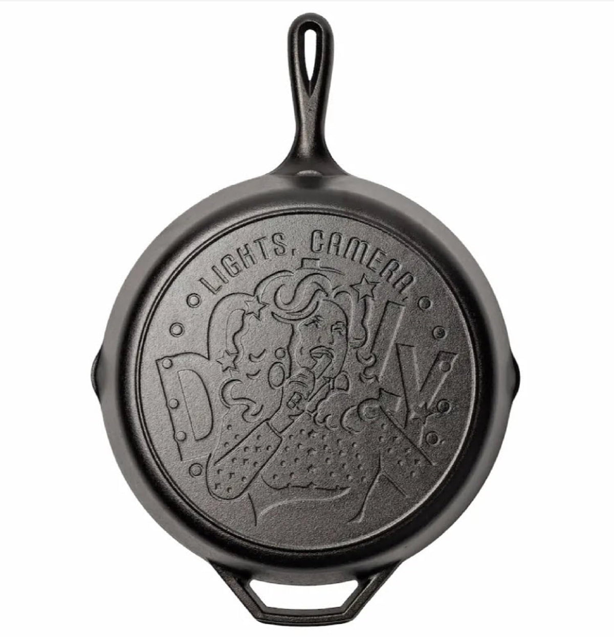 Lodge 12 inch cast iron skillet Dolly Parton Lights Camera Dolly design
