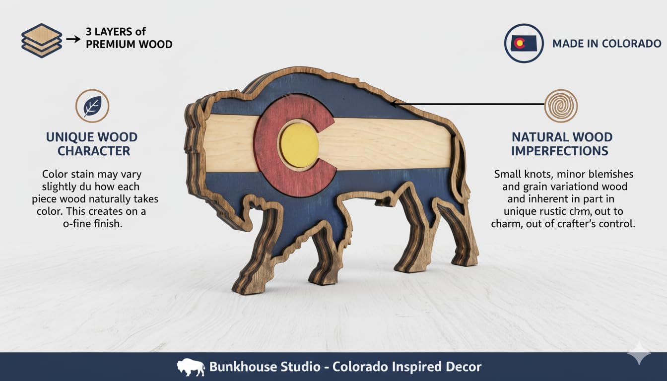 Frontier heritage themed Colorado buffalo wall art