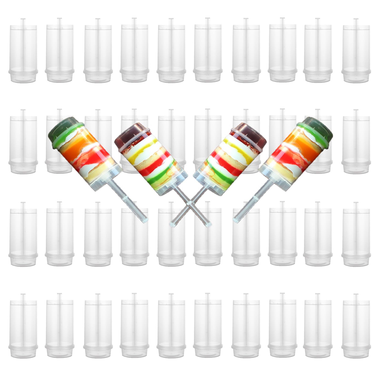 LOEQIAN 40 pack clear cake pop push up containers with lids for weddings and parties