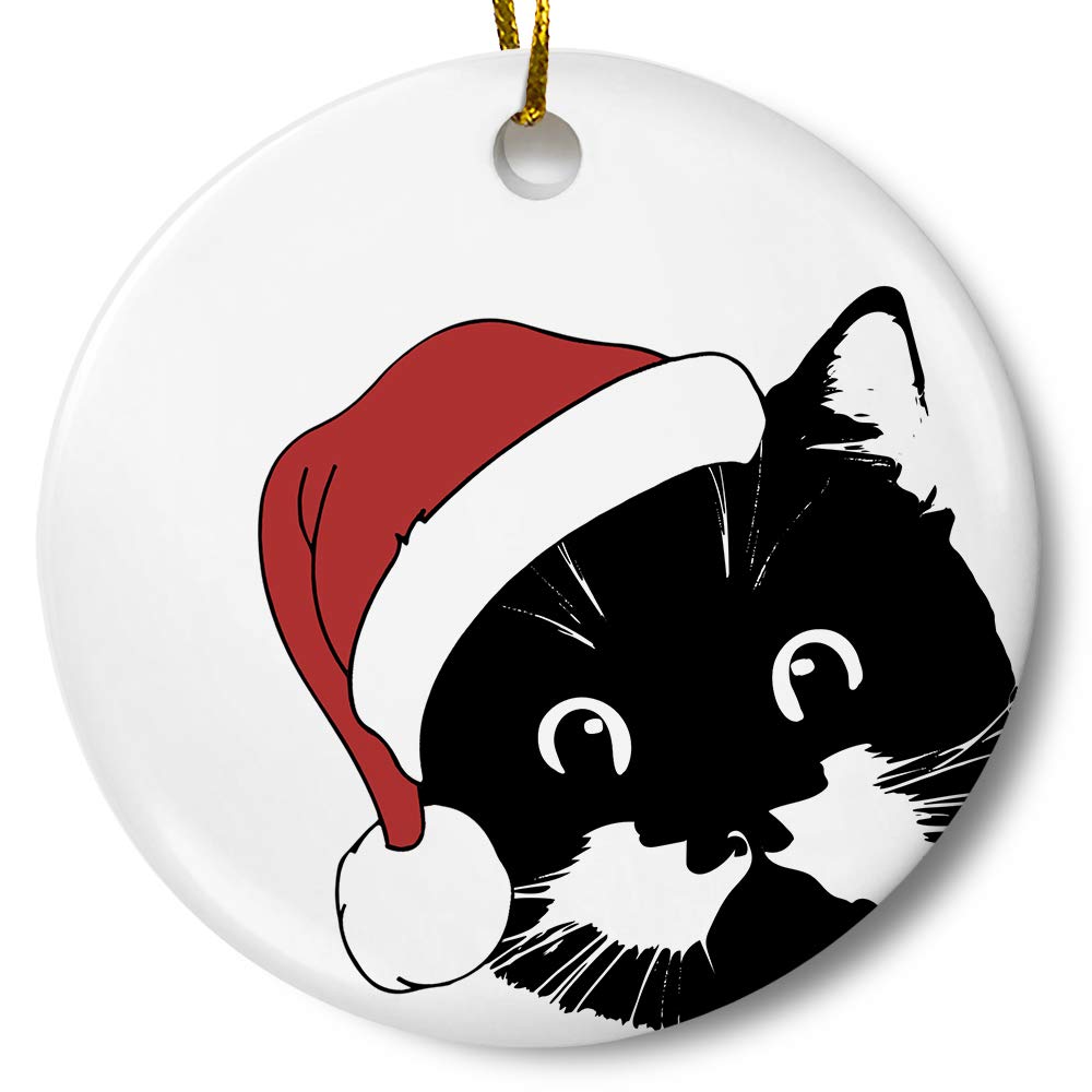 Loftipop Santa Cat Holiday Ornament 3 inch ceramic with gift box