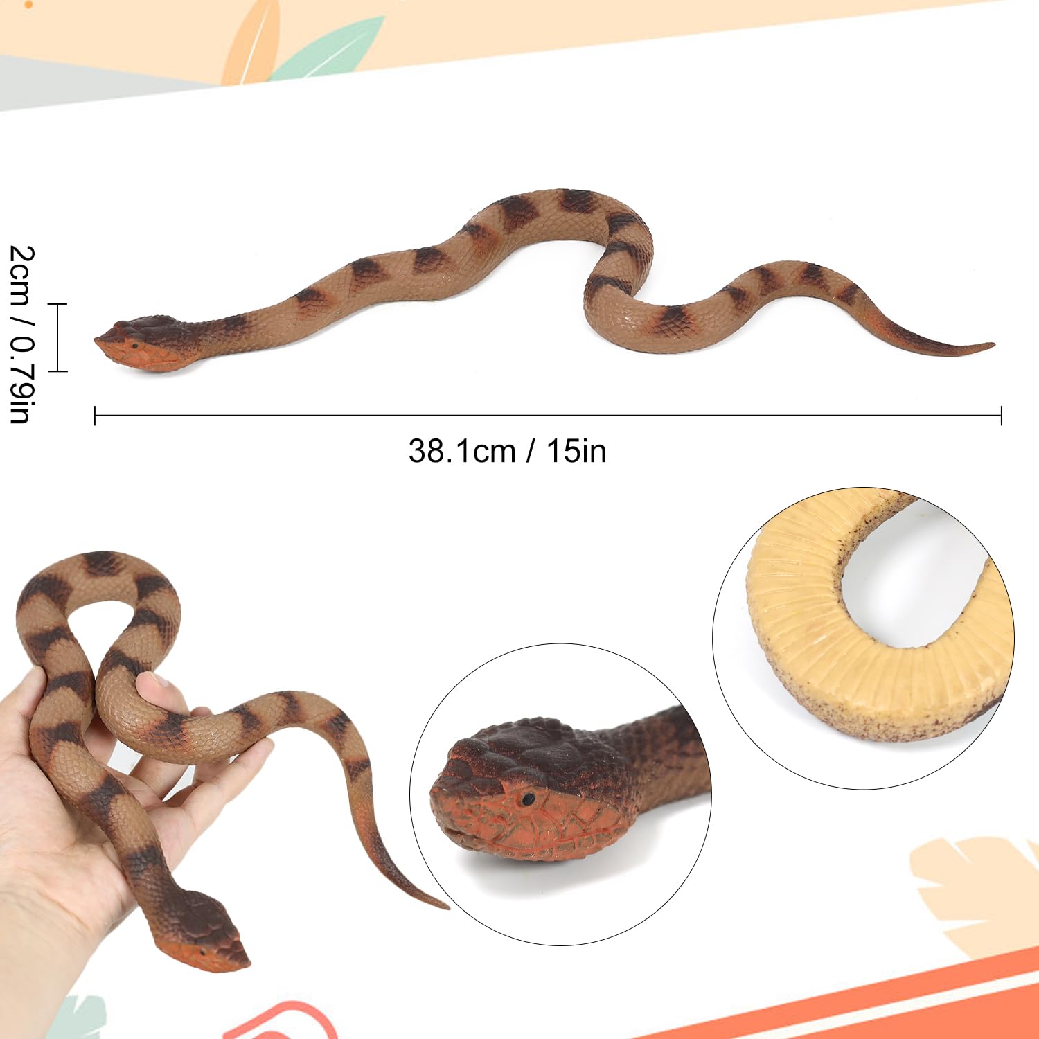 Lifelike rubber rattlesnake props for Halloween decor