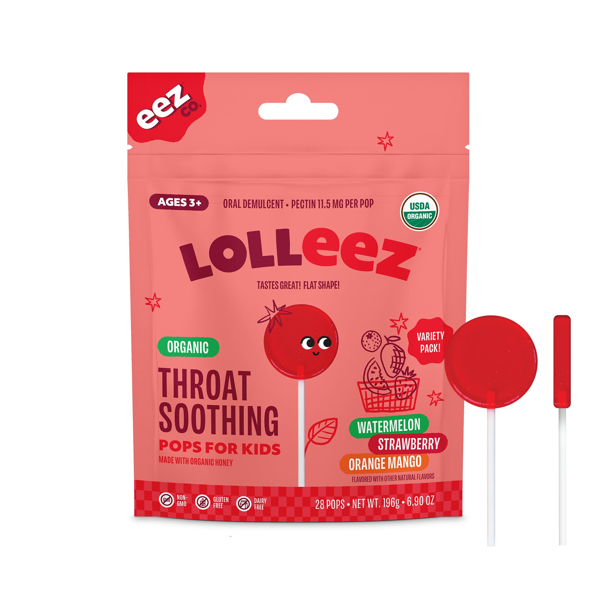 Lolleez kid sore throat relief lollipops 28 count pack