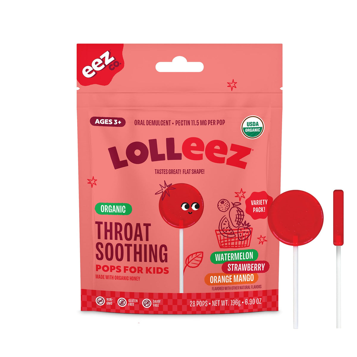 Lolleez kid sore throat relief lollipops 28 count pack