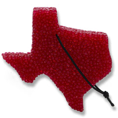 Lone Star Candles & More’s Leather Red Texas State Freshie for car use