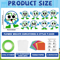 Earth Day suncatchers kit components 32 templates and cellophane