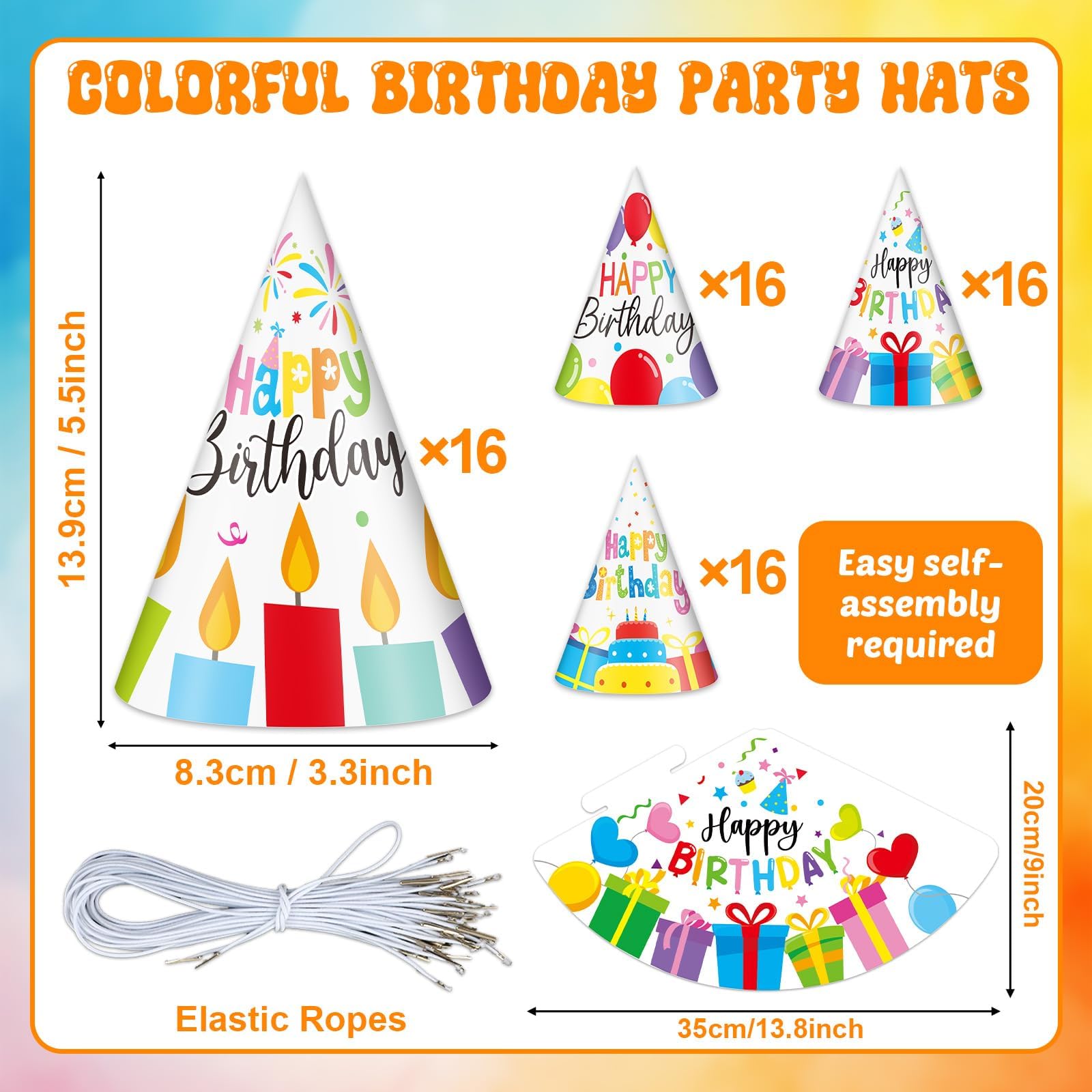 64 piece party hat set for kids image Lonfliness