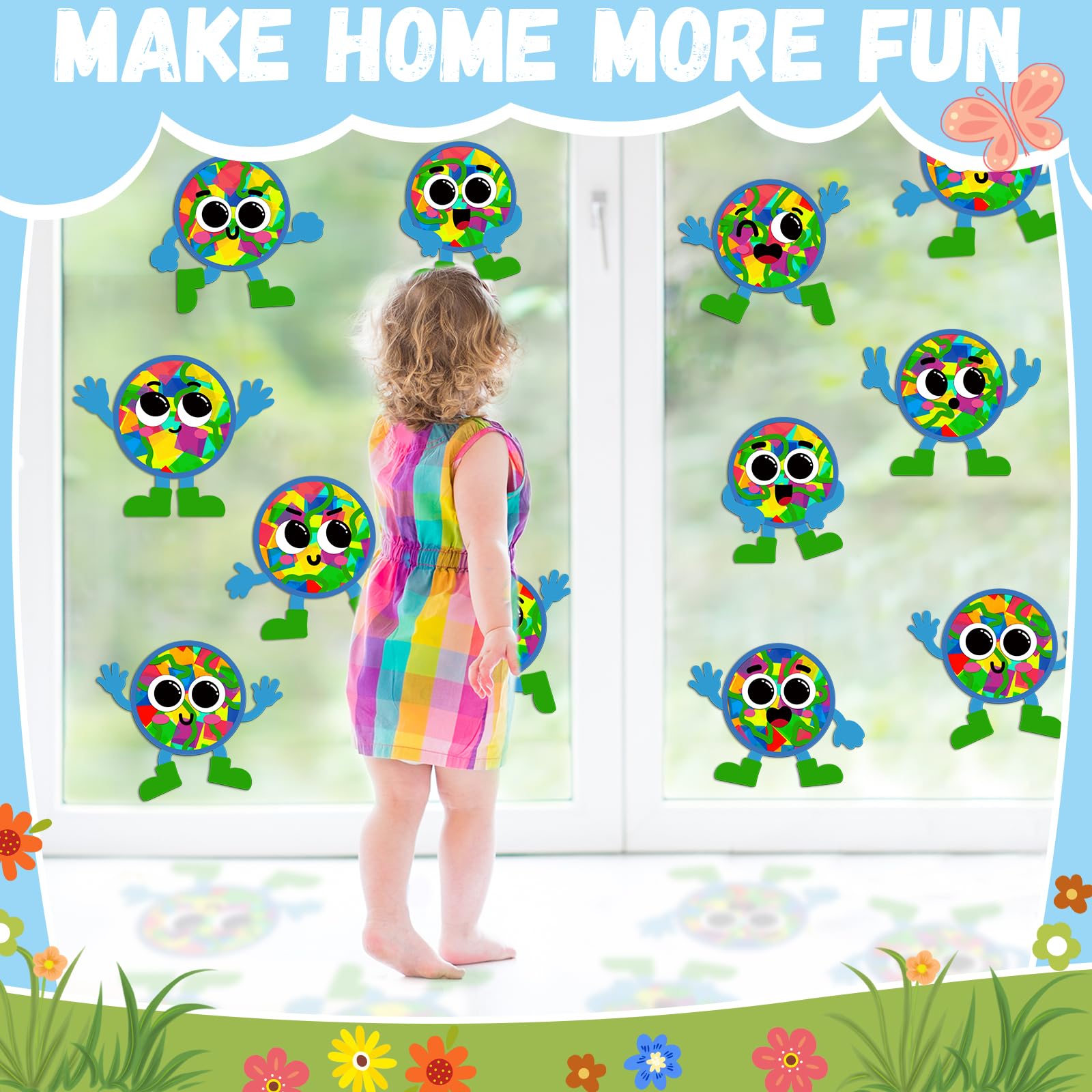 PVC sheets and transparent stickers included in Earth Day craft kit