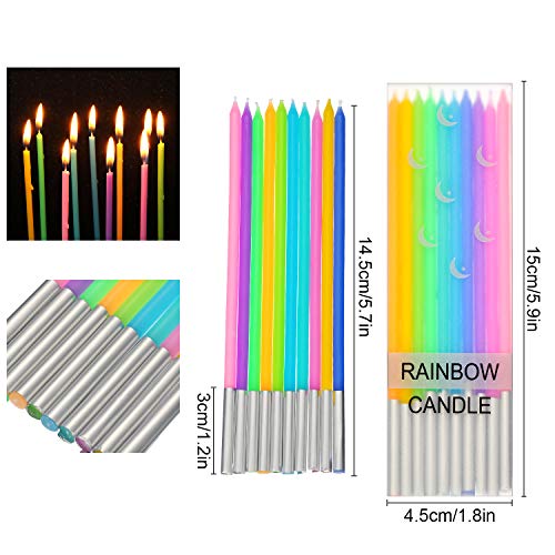 Long birthday candles 14.3 cm rainbow colors