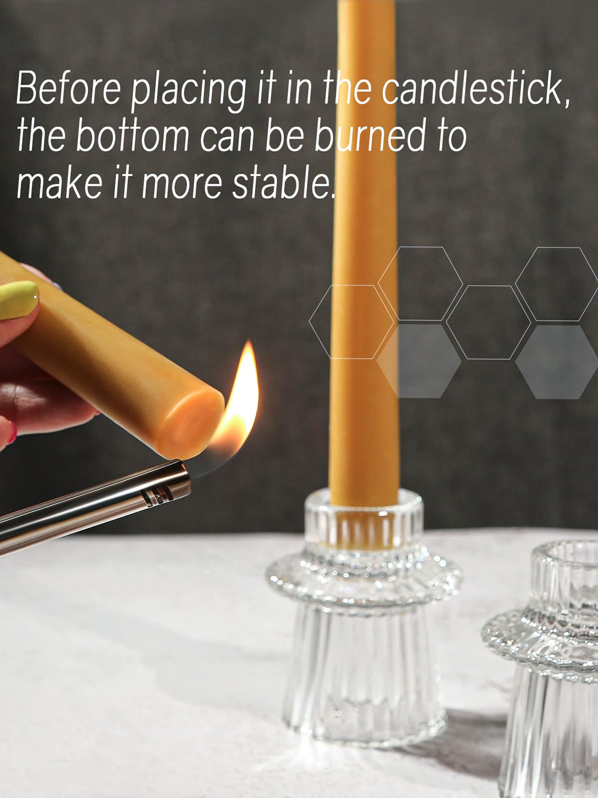 9 hour burn time beeswax taper candle