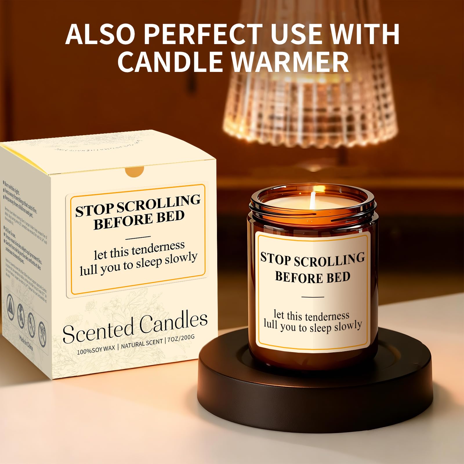 Bedtime self-care lavender candle