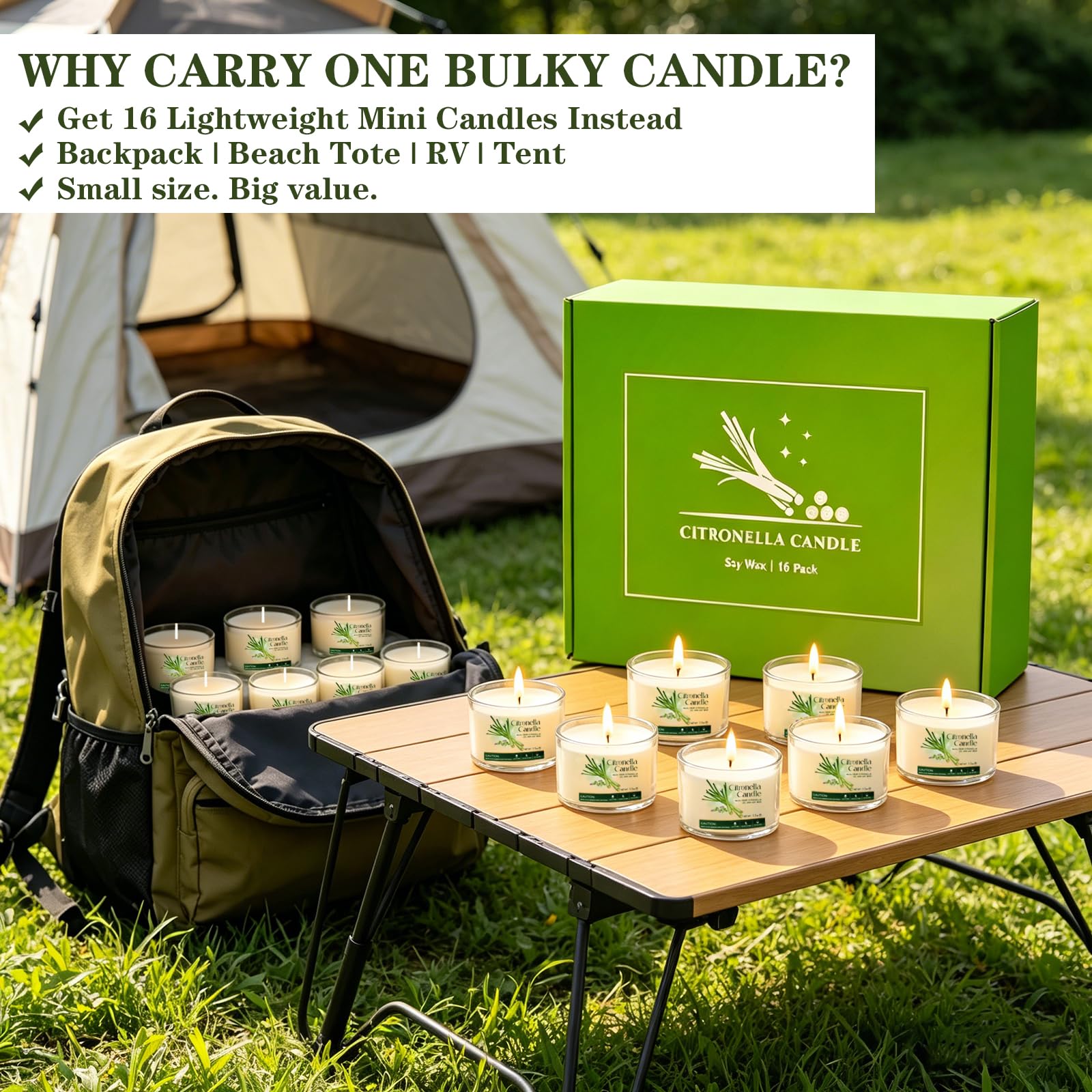 Display box packaging for 16-pack citronella candles