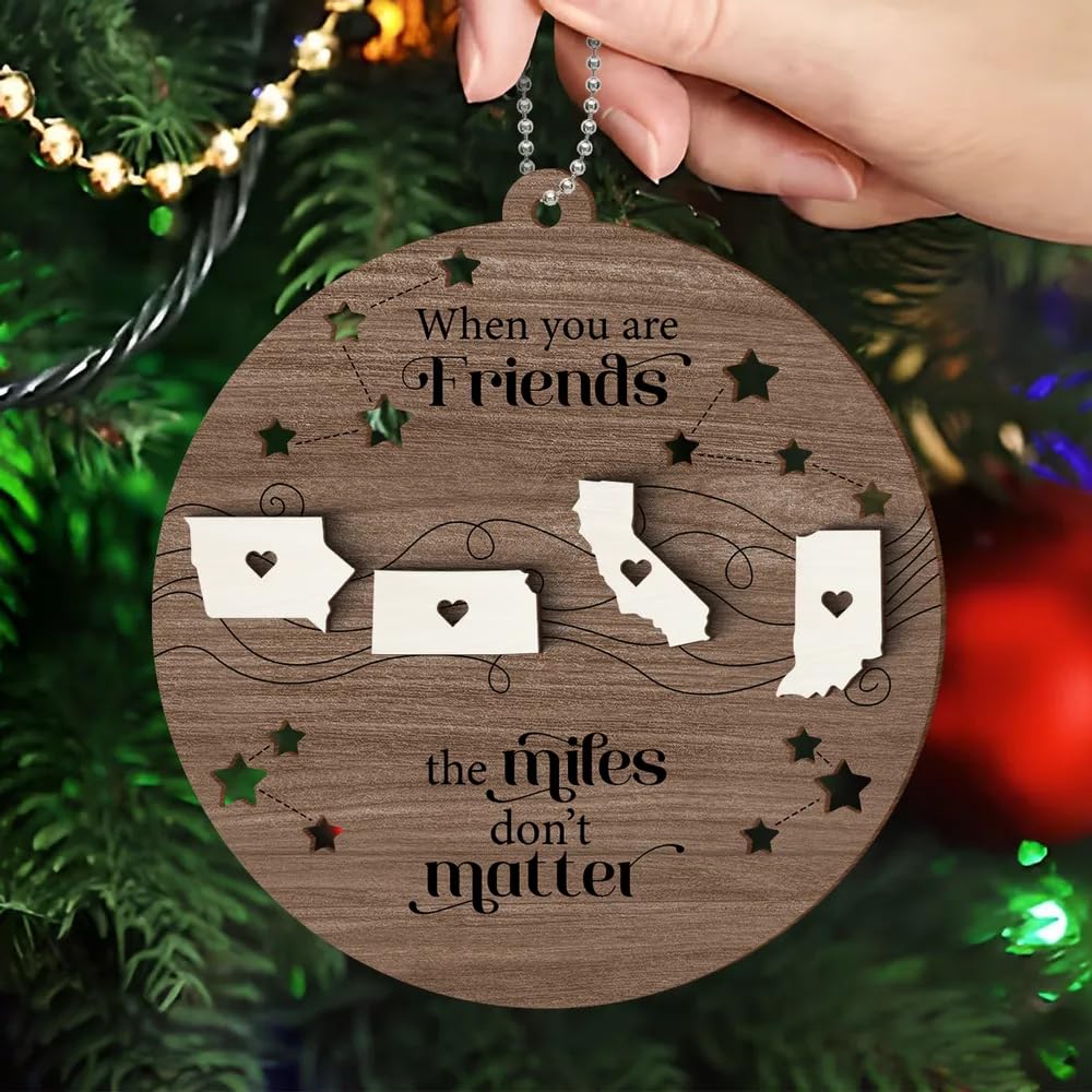 Long Distance wooden ornament two-layer design