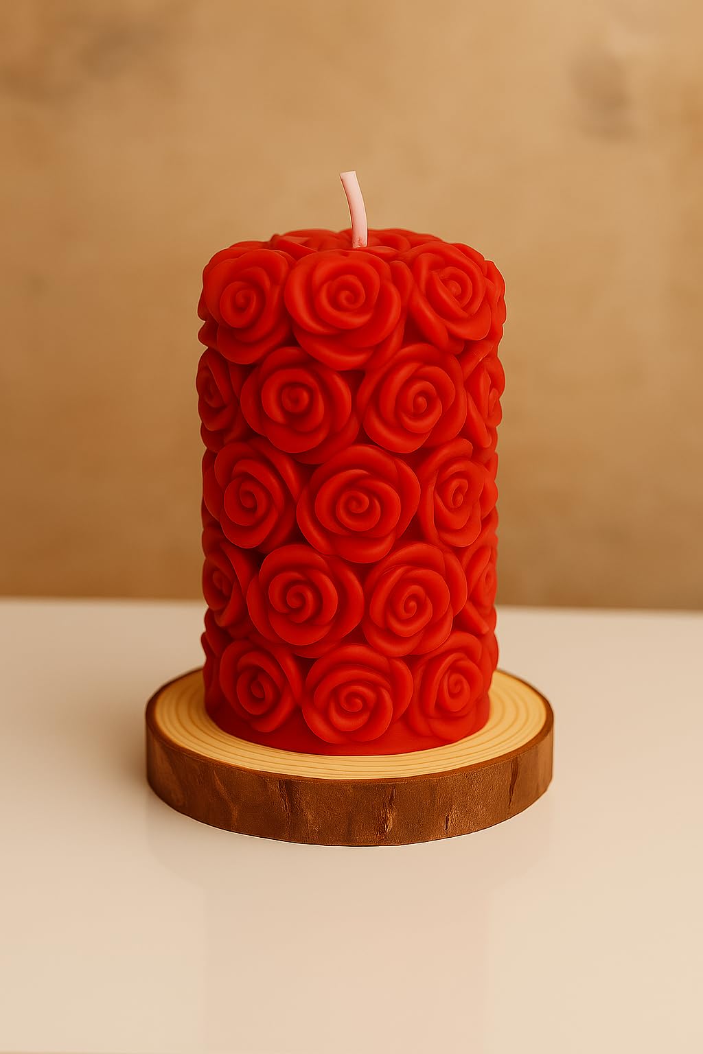 Decorative rose motif candle for home decor