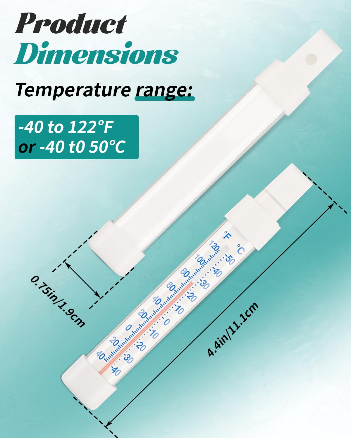 Long strip thermometer for kitchen use