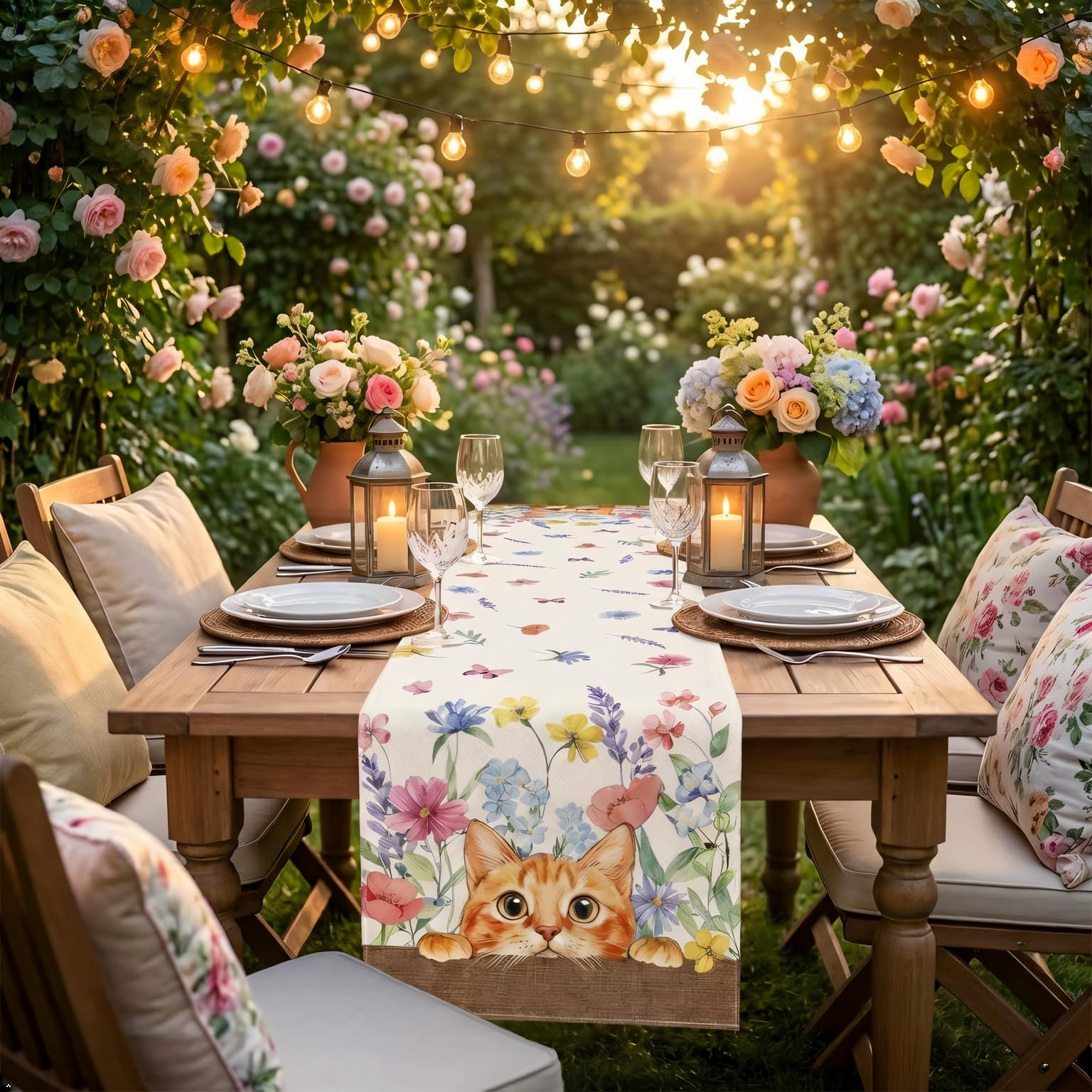 Premium polyester fabric with linen texture table runner