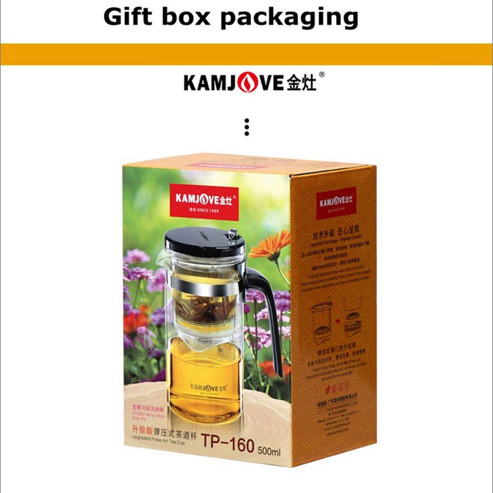 kamjove 500ml glass teapot with detachable filter