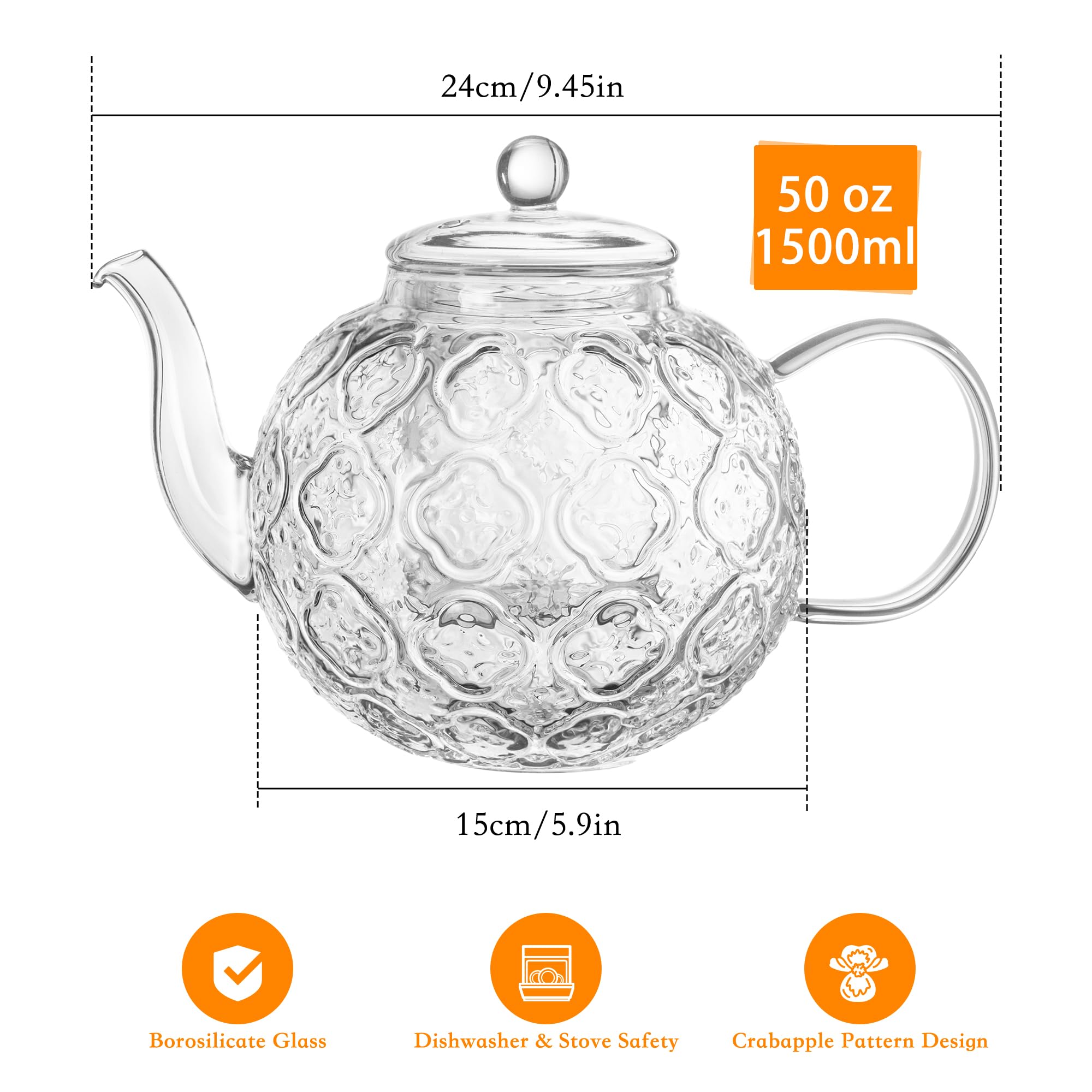 Crystal clear tea brewing with the glass teapot and infuser