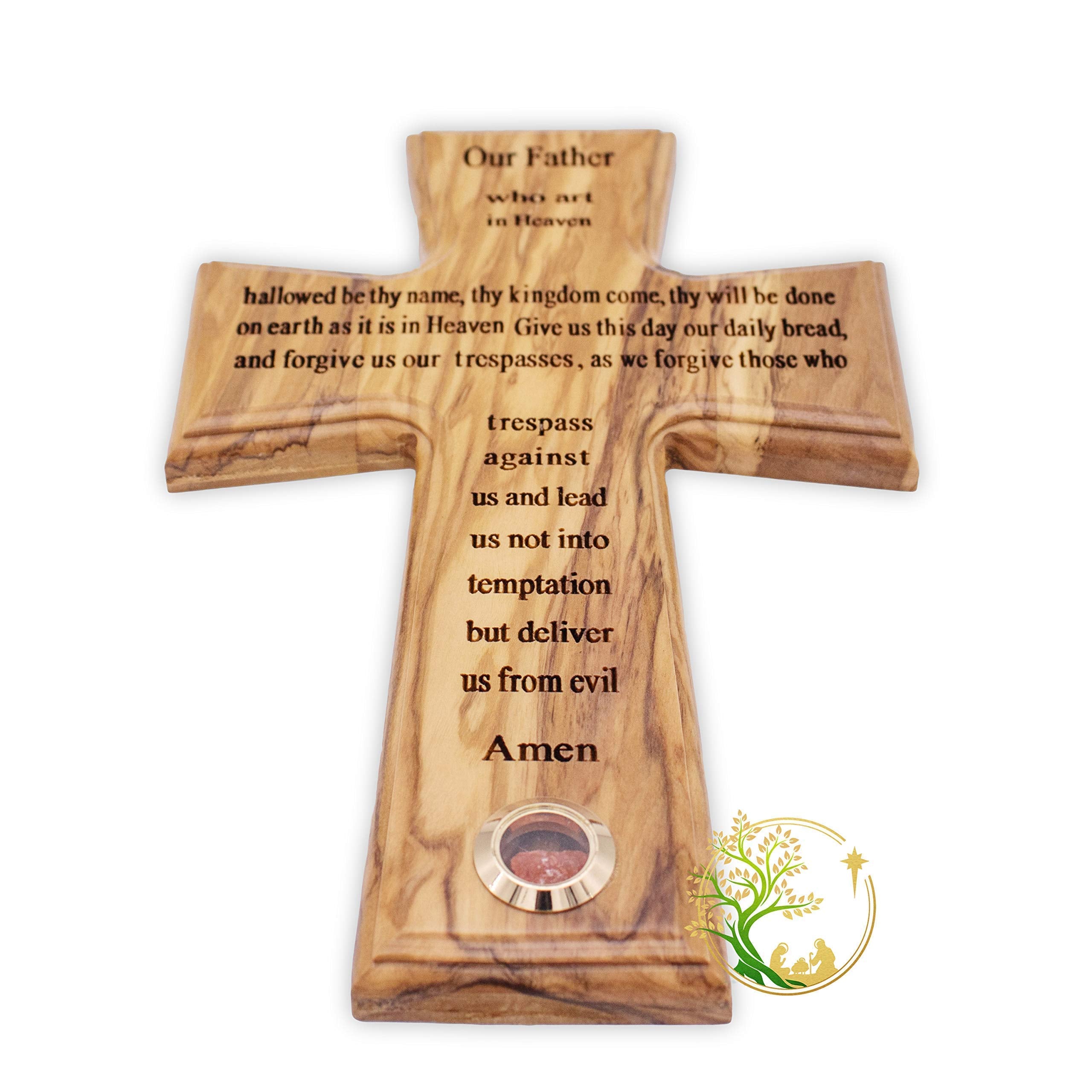 Bethlehem made olive wood cross with unique grain pattern