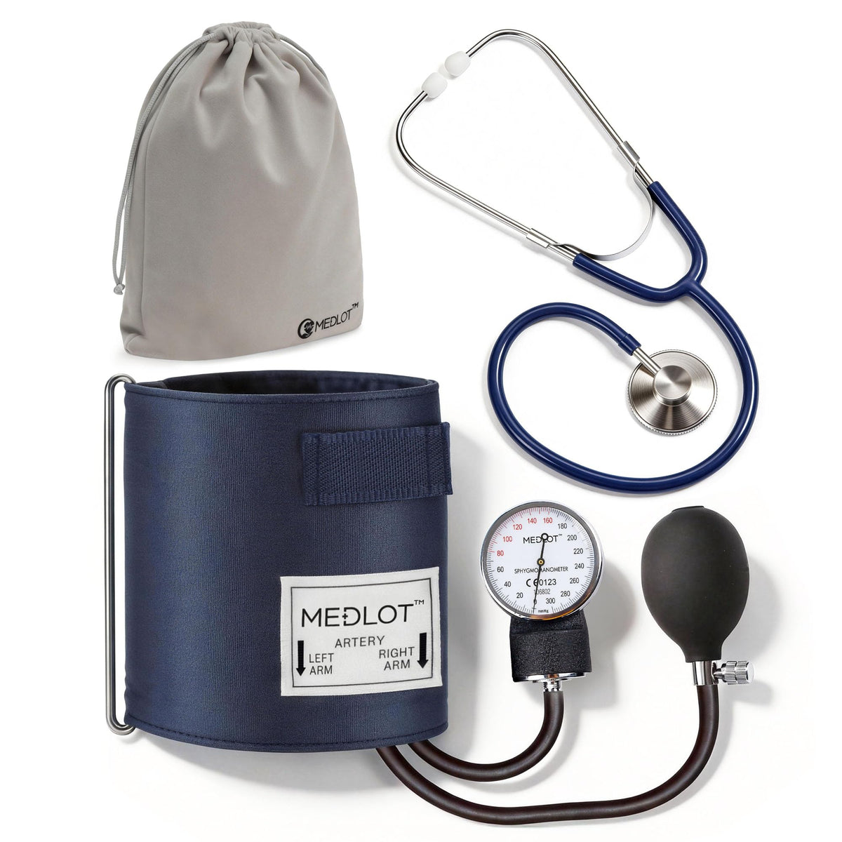 LotFancy BP cuff and stethoscope kit navy with D-Ring