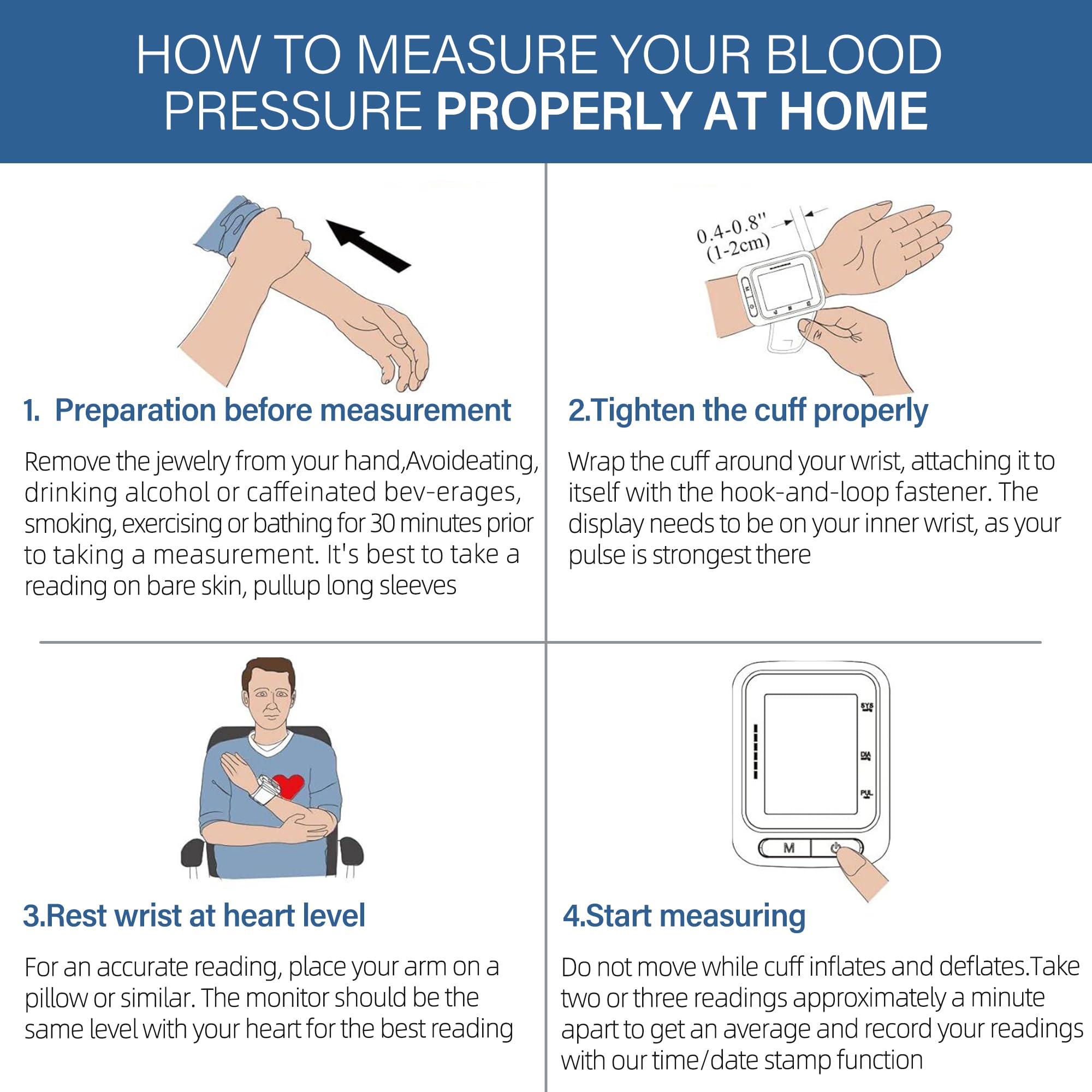 Compact portable wrist blood pressure monitor for travel