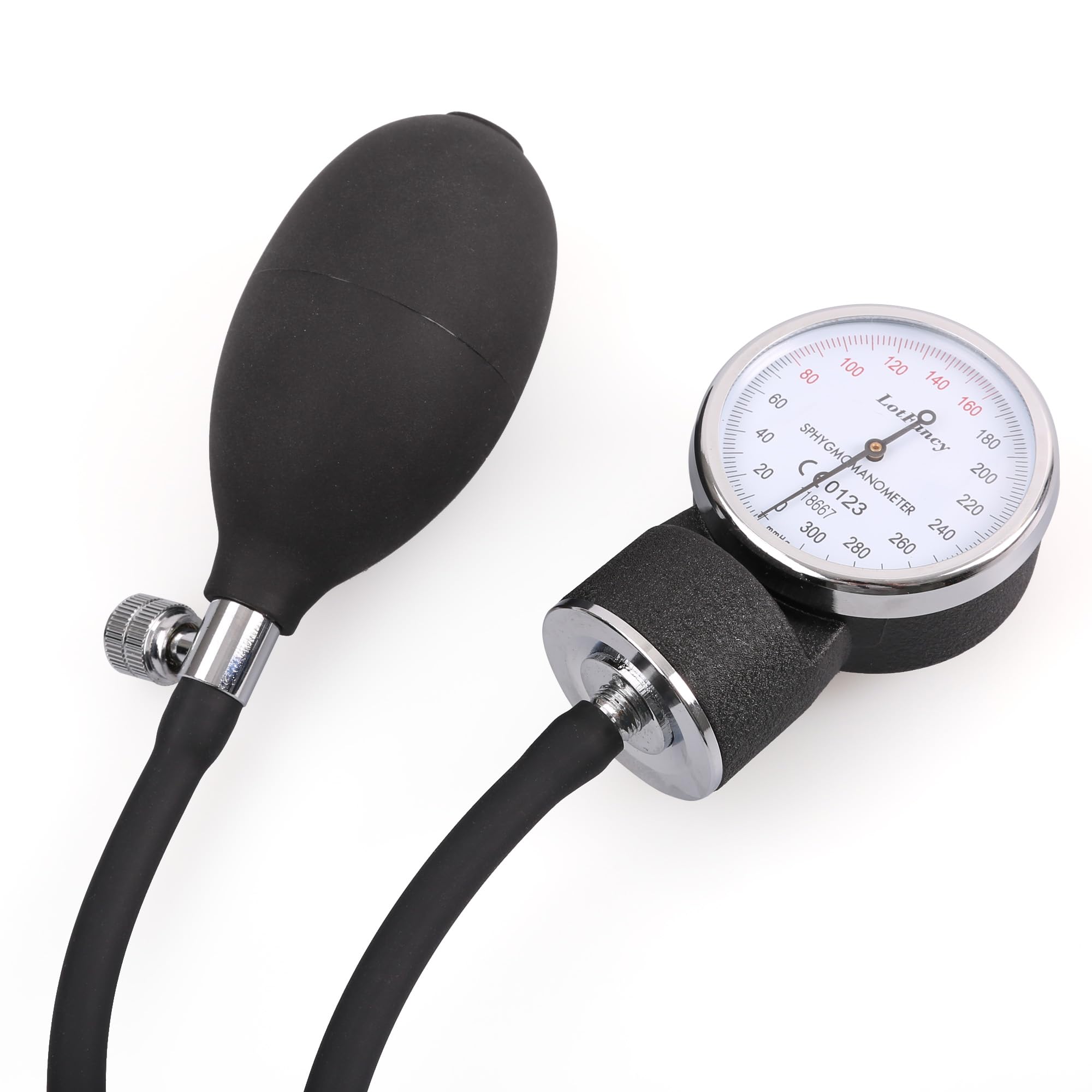 Ergonomic inflation bulb with brass valve