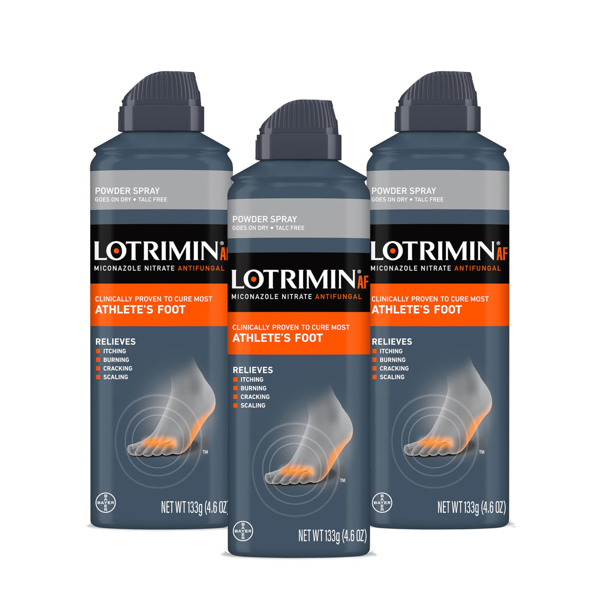 Lotrimin AF athlete's foot powder spray bottle on display