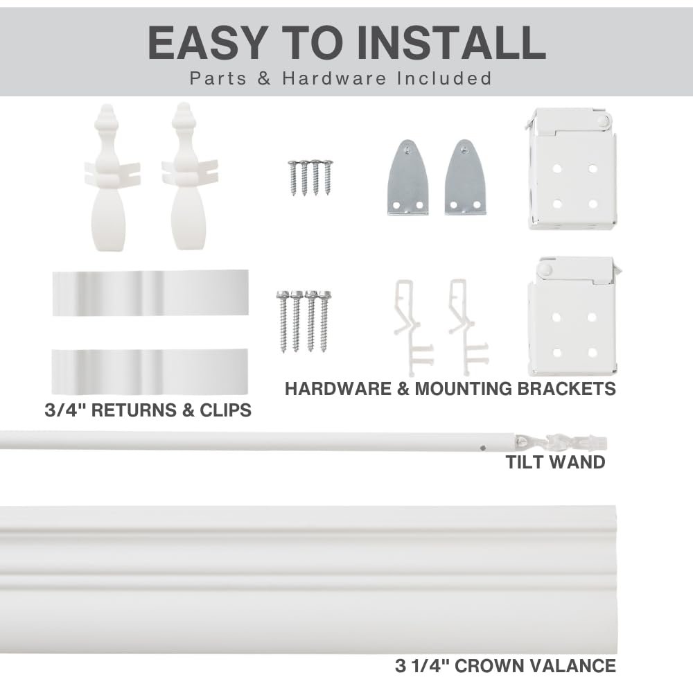 Hardware and installation included for Lotus Windoware faux wood blind