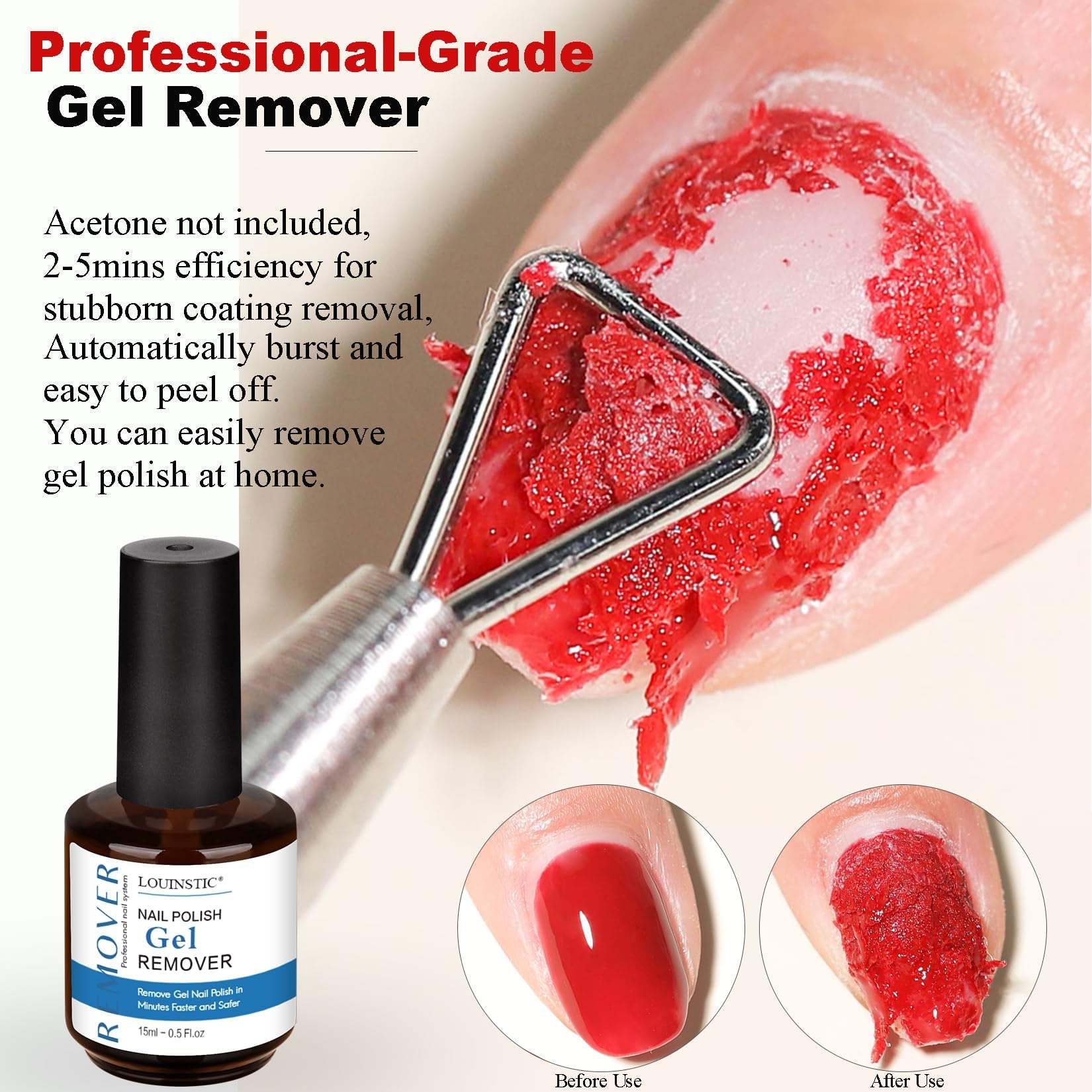 acetone-free gel polish remover 15 ml bottle close up