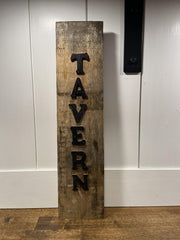 Reclaimed wood tavern sign for wall decor