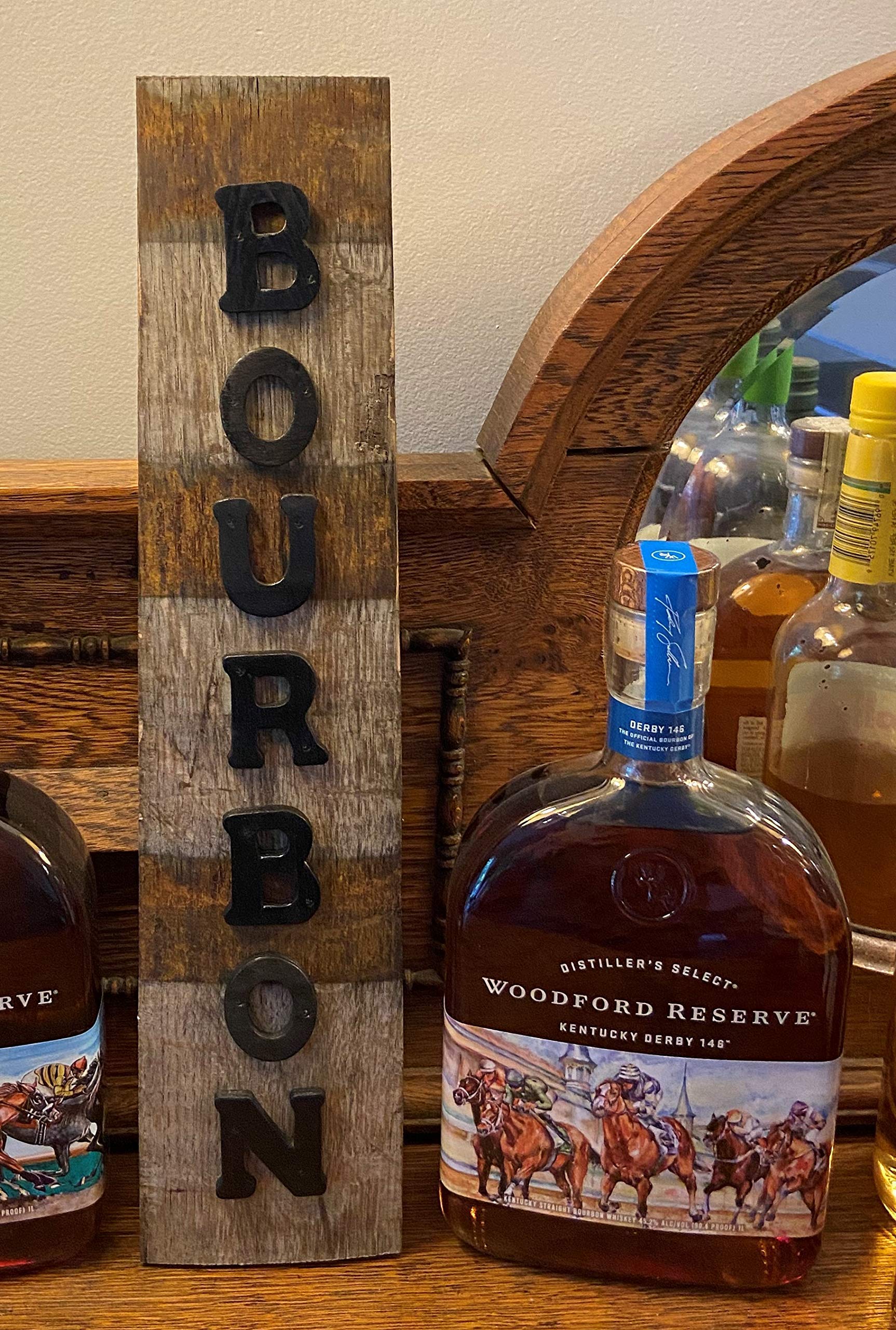 Louisville Kentucky made reclaimed bourbon barrel stave sign from local distillery