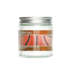 Louvel House Basketball Candle 3oz mini with coconut-vegetable wax blend and cotton-core wicks