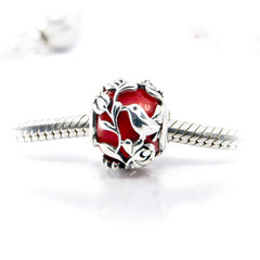 Sterling Silver 925 charm bead with red Murano glass