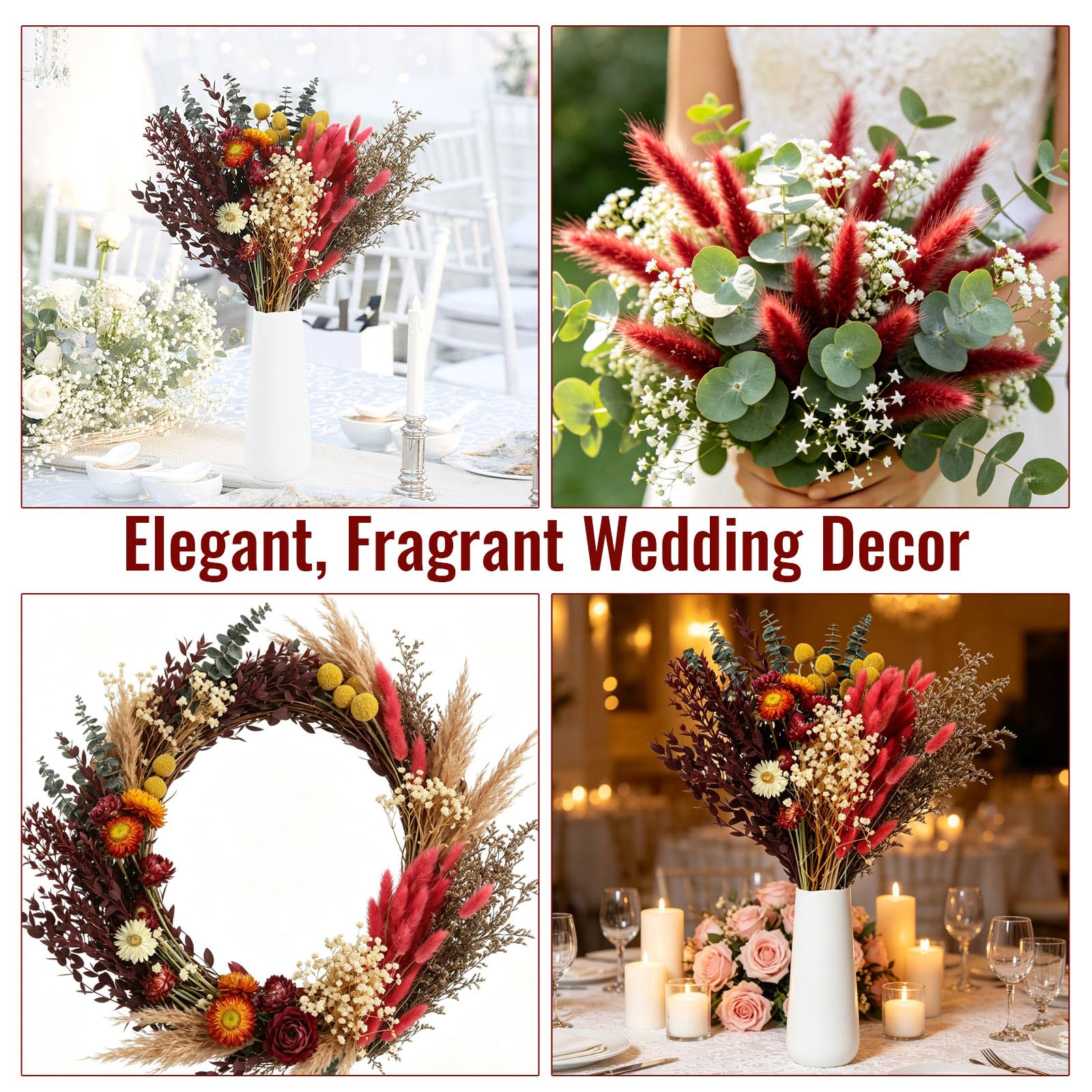 DIY wedding centerpieces and wreaths with dried flowers
