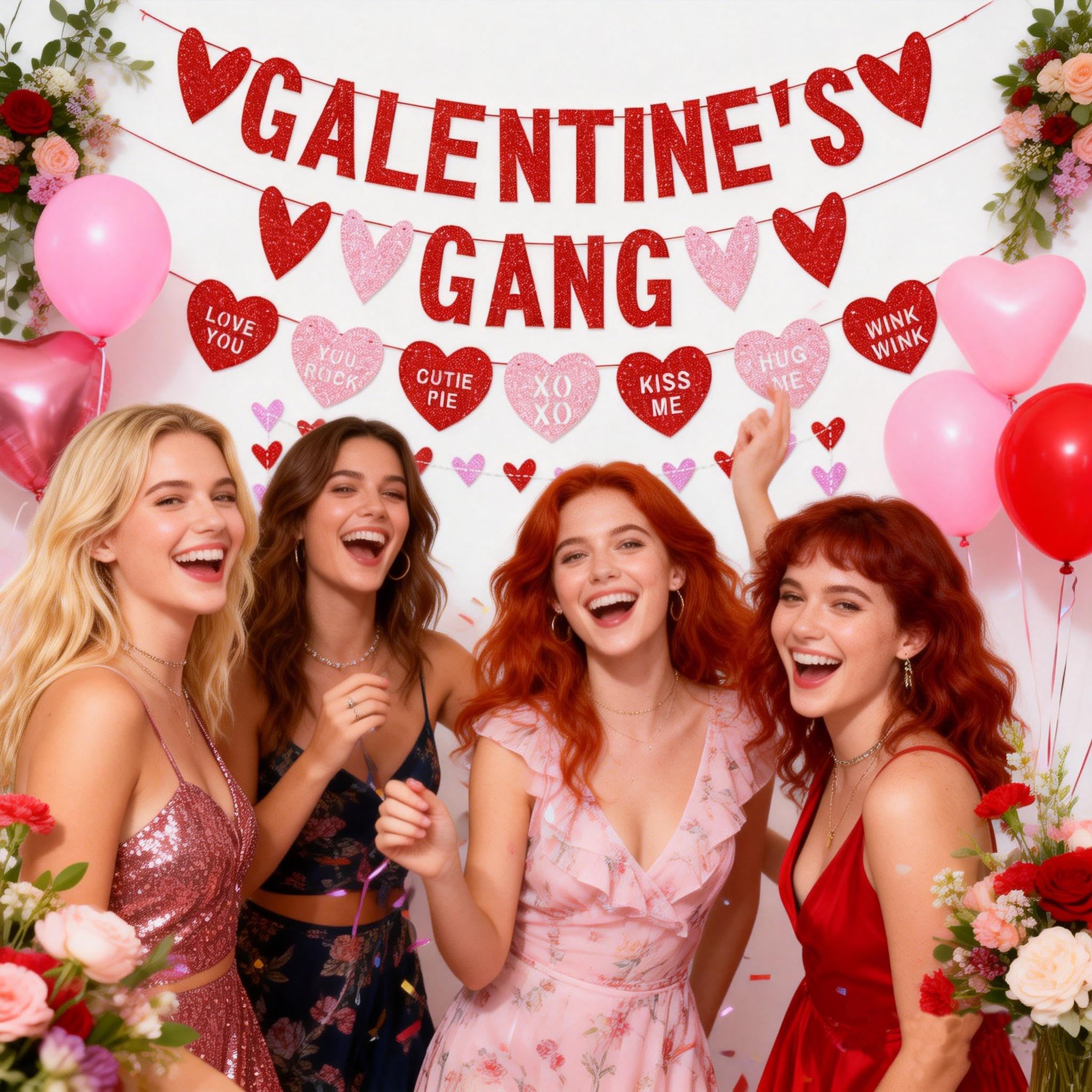 Love heart garland for Galentine’s Day