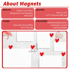 Set of 30 red heart refrigerator magnets