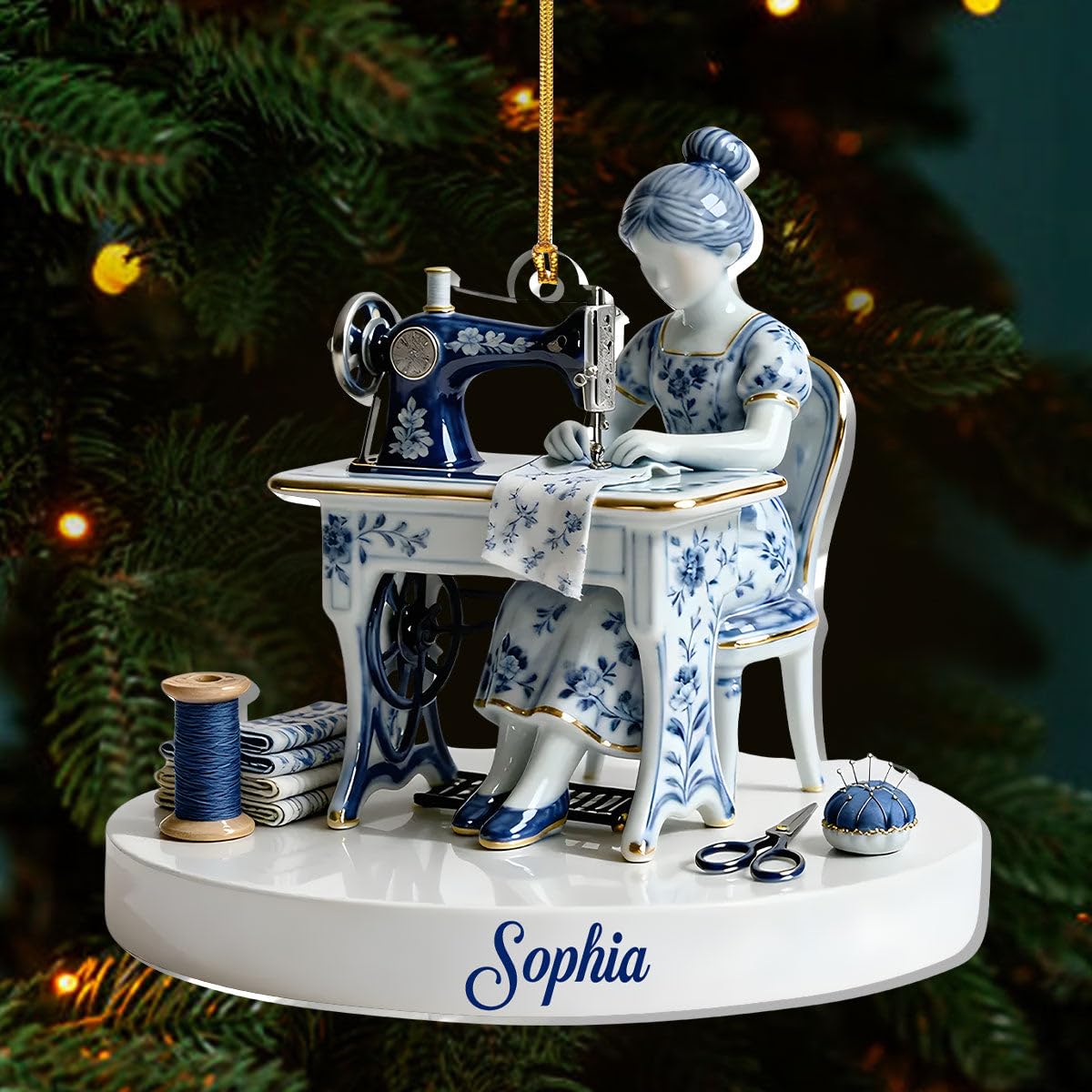 Holiday decor accent Love Sewing 1-layer ornament for winter weddings