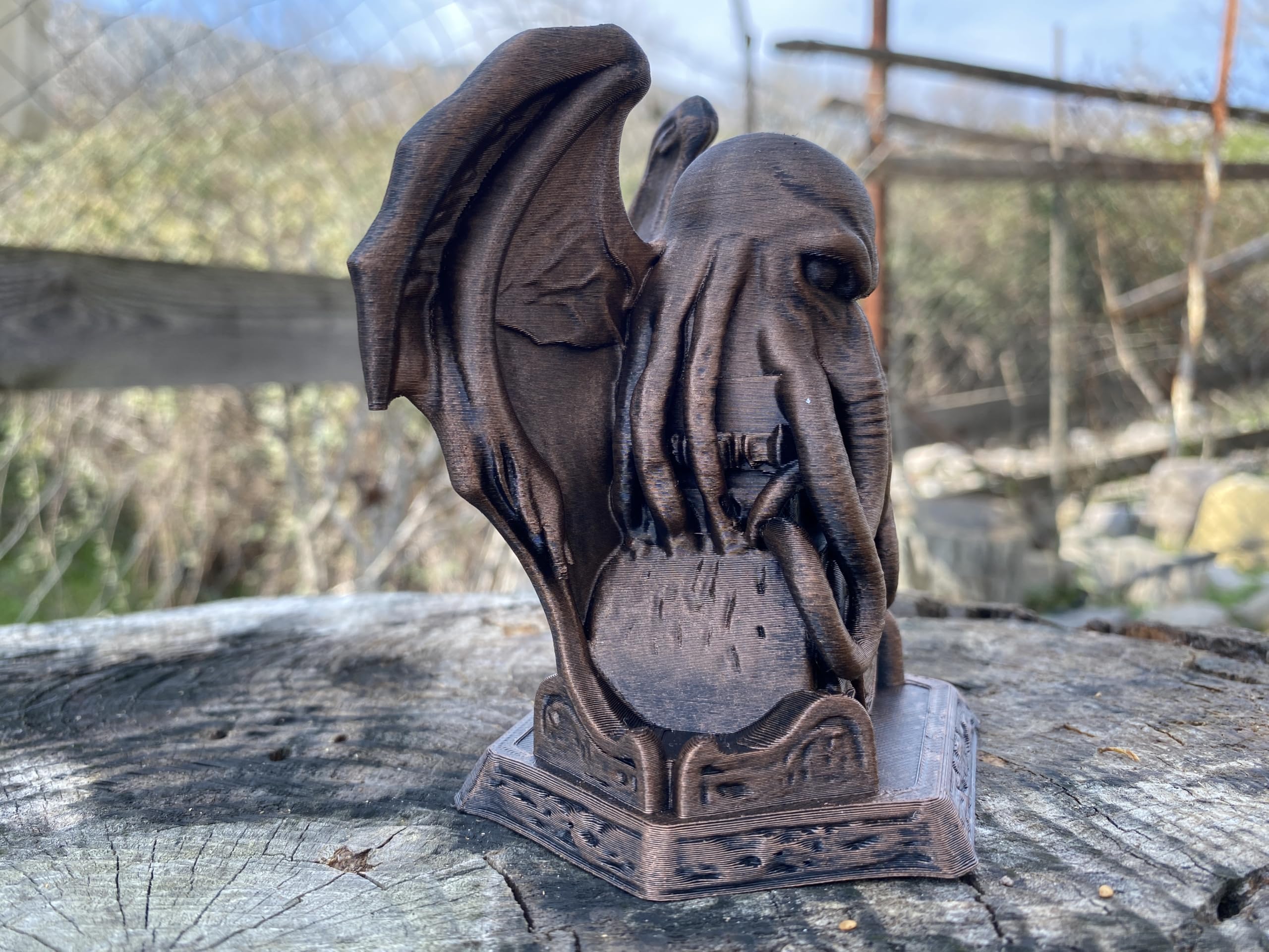 Lovecraftian horror figurine on desk or shelf