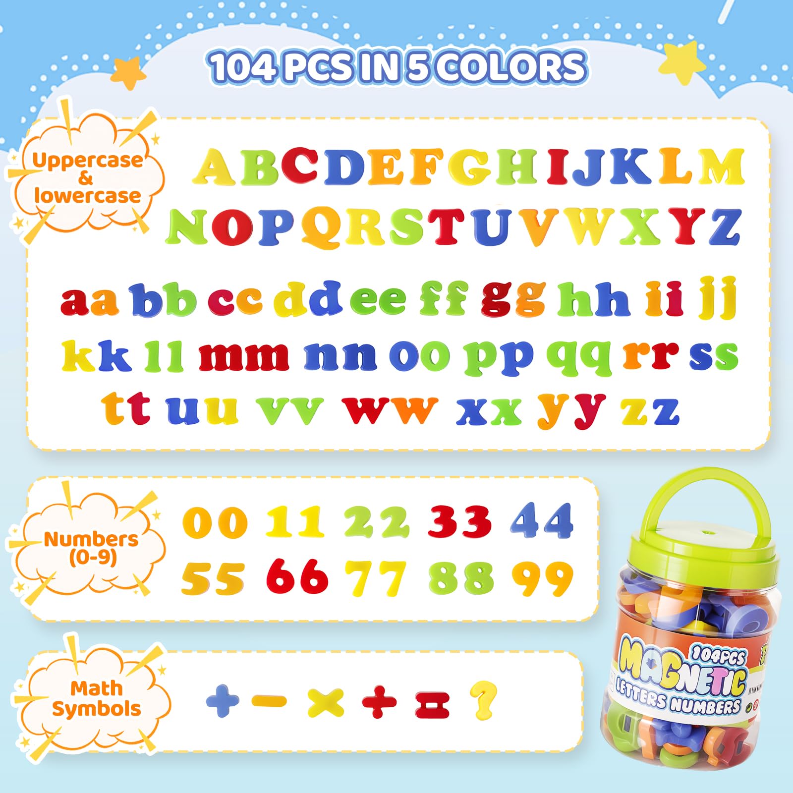 104 piece magnetic alphabet and number set for fridge or whiteboard by LovesTown