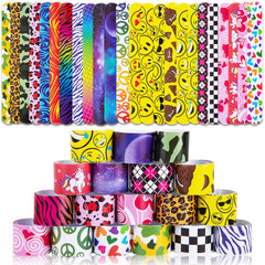 LovesTown slap bracelets for kids 48 piece bulk set