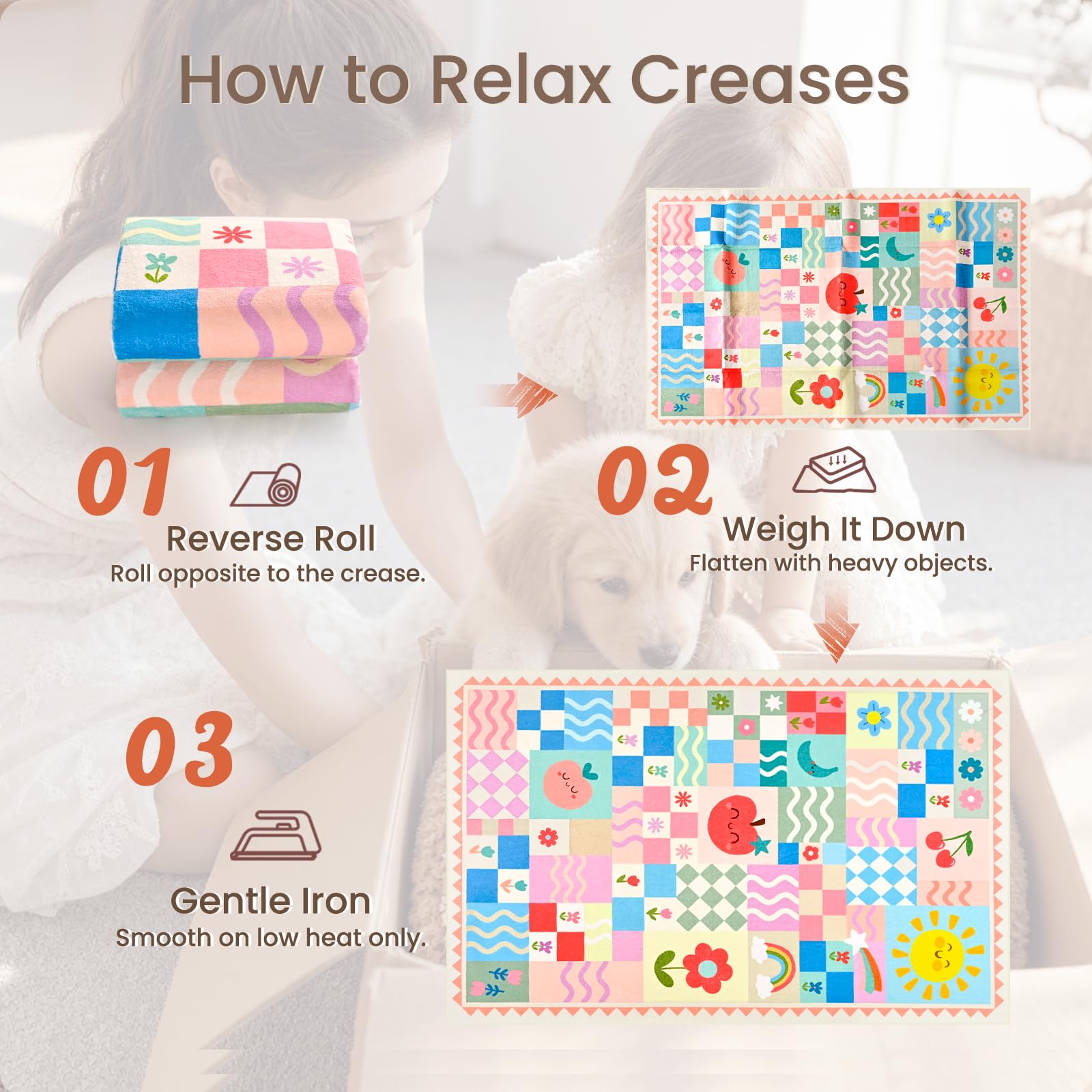 Low-pile stain resistant kids rug for busy rooms