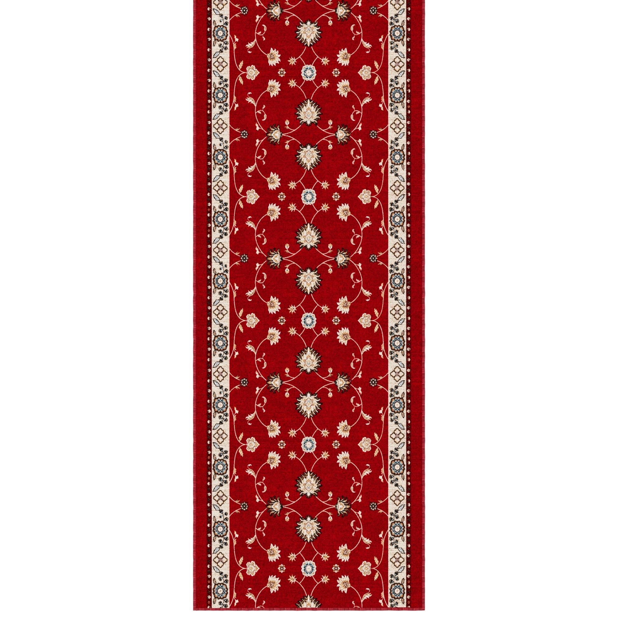 Ottomanson Mahal Red long hallway rug suitable for apartments