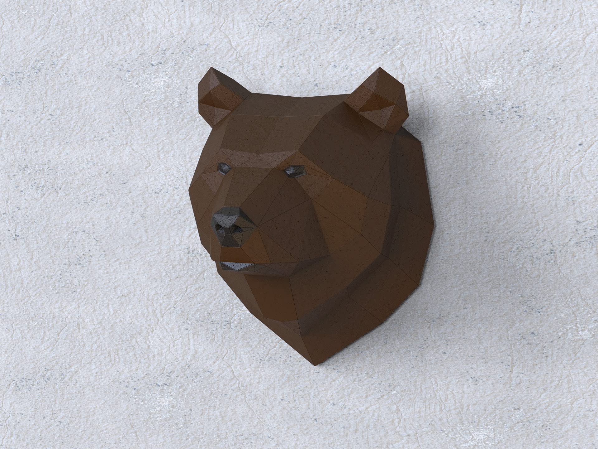 Low poly wall decor concept Grizzly Trophy papercraft