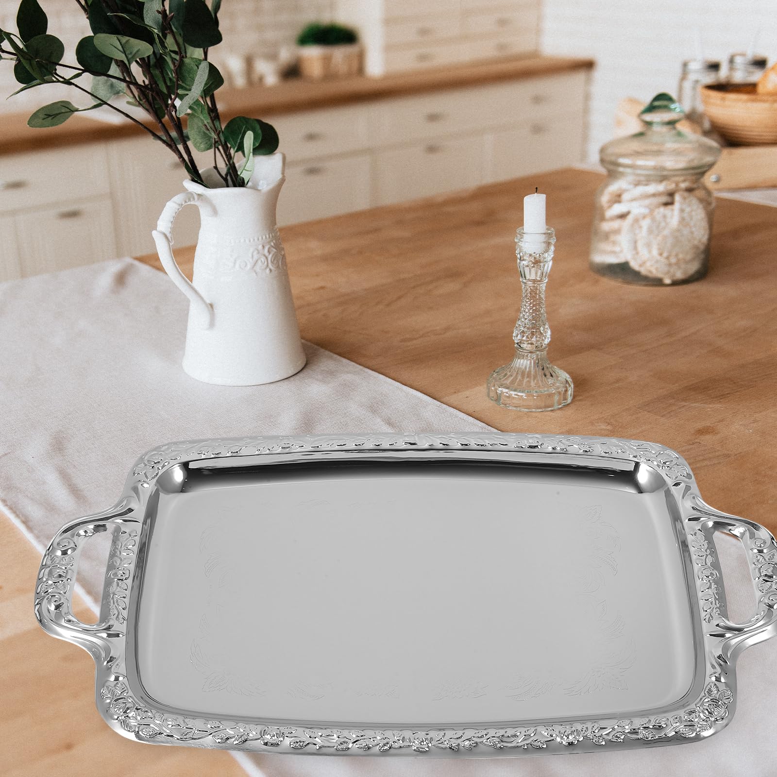 Tray with low profile handles for easy carrying