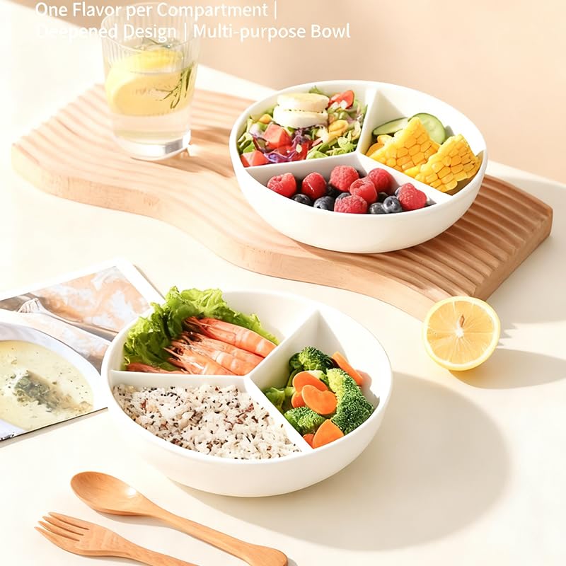 Loymokinar ceramic plate with 3 compartments for portion control
