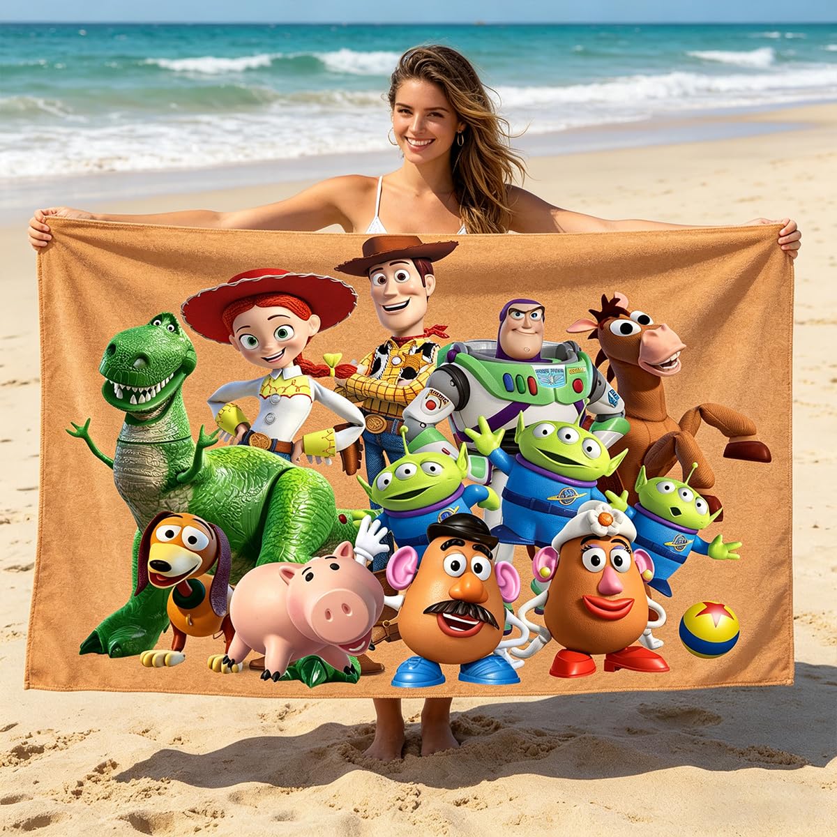 Soft microfiber absorbent beach towel for bath and pool