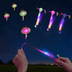 lpvoqpth led flying set with 25 slingshots and 25 glow helicopters
