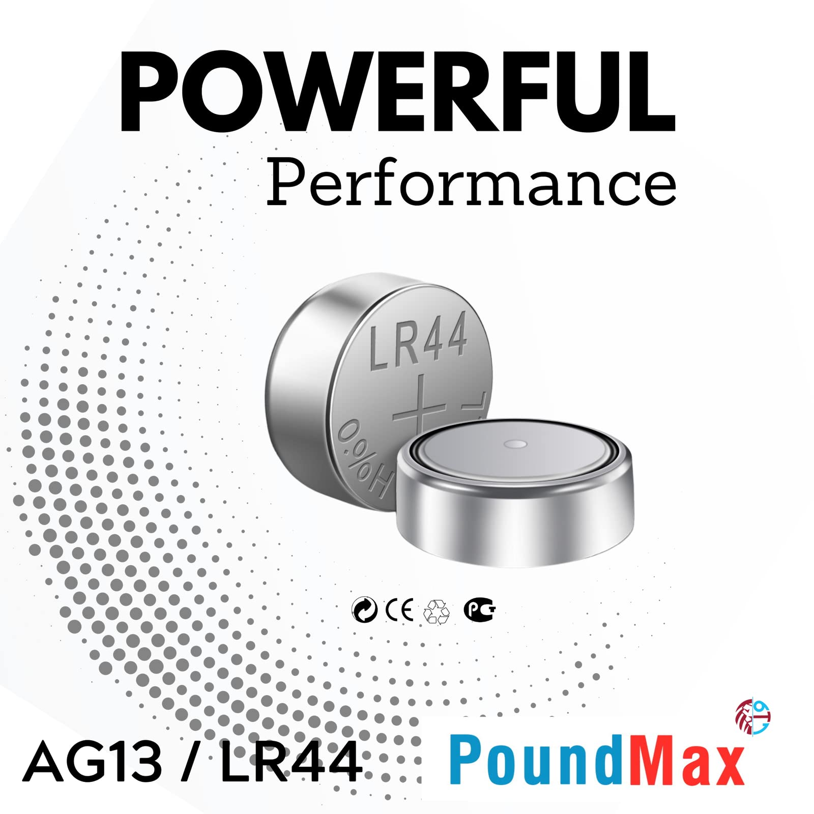 LR44 equivalent CR44 SR44 AG13 list image PoundMax