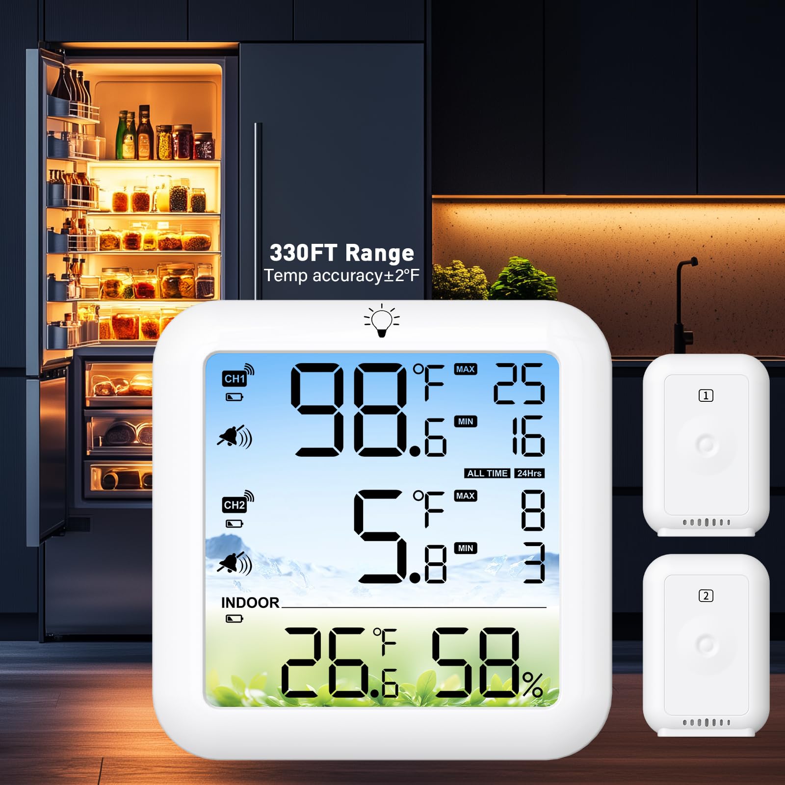 Dual-probe monitor showing temperatures from two sensors